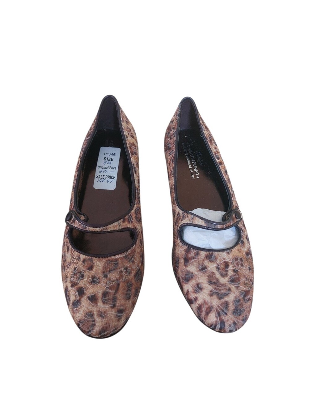 Donald Pliner Woven Leopard Print Mary Jane Flats
